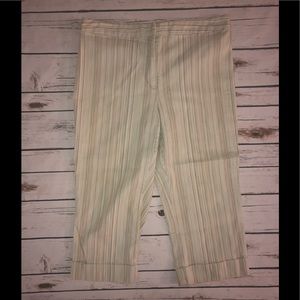 Villager Bluish Green Pin Stripe Jean like Capri